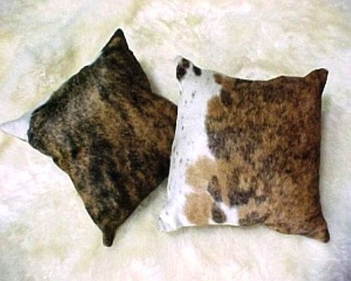 Dark Brindle-White Cowhide Pillows