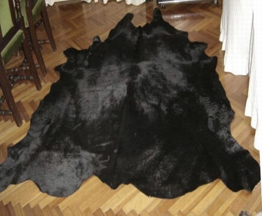 Black Cowhide Leather Rug