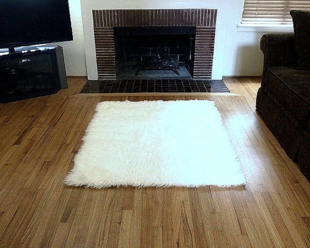 Faux Fur Area Rug Ivory