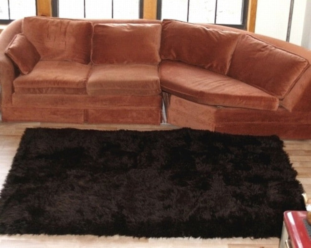 Faux Fur Area Rug Dark Brown