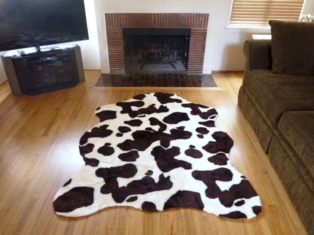 Plush Brown-White Faux Cowhide