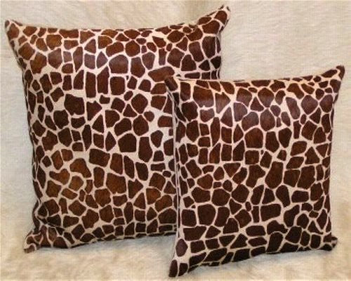 Baby Giraffe Cowhide Pillow Chestnut-Beige