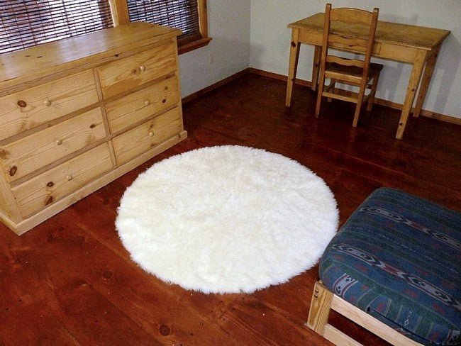 Round Faux Fur Area Rug