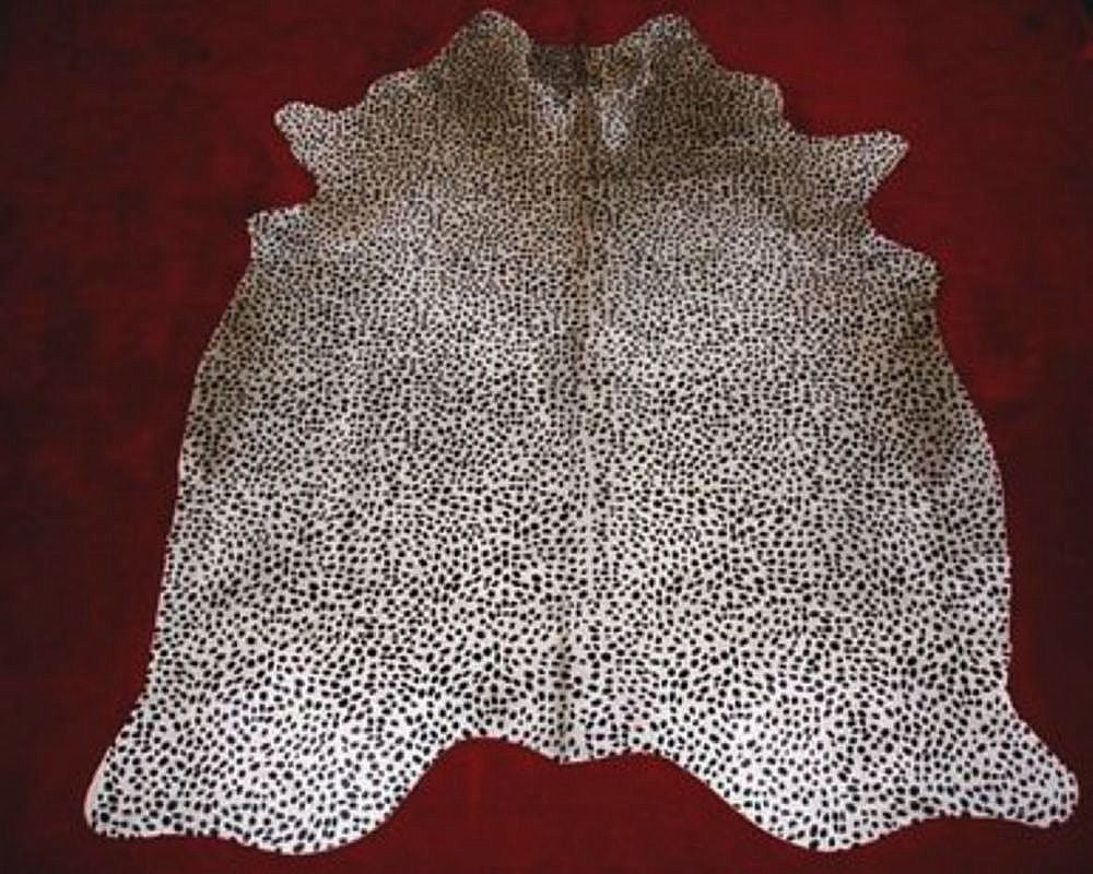 Cheetah Print Cowhide on Off-White Floor Rug