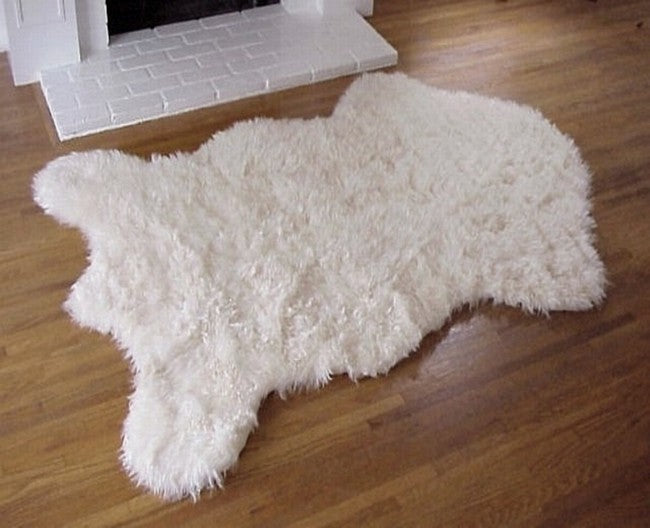 Faux Alaskan Polar Bear Rug Ivory